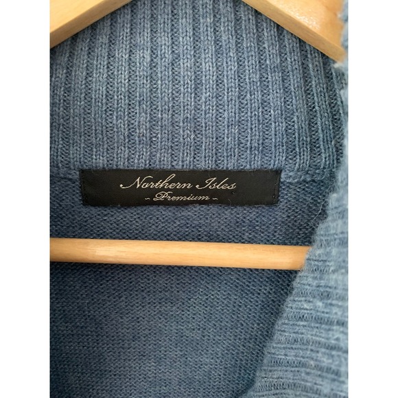 Northern Isles Premium Mens Blue Wool Blend Quarter Zip Sweater L/G - Picture 2 of 9